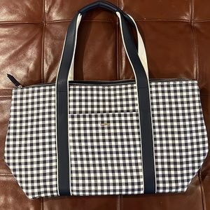 Draper James Savannah Duffel Bags Navy Gingham Canvas - with Broken Zipper